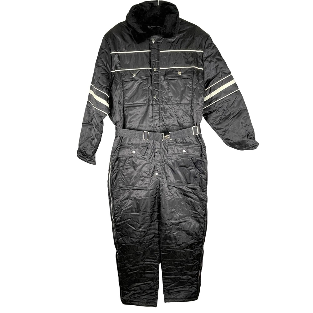 Sears Work Leisure Snow Suit Mens L Black Very Good Insulated Vintage Coveralls